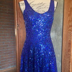 Charlotte Russe Sparkly Blue Sequin/Mesh Dress